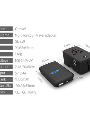 CRONY SL-310B Travel Charge With Power Bank