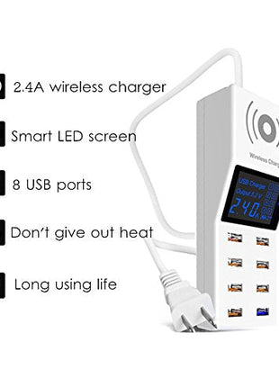 CRONY YC-CDA6A Socket 8USB Charging With Display Adapter dock dock charger QC3.0, wireless charger with LED display Aturos | White