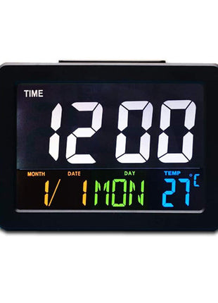 LED Digital Desk Clock - Bedside Large Screen LED Alarm Clock with Date, Temperature | White