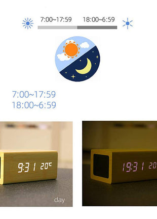 CRONY CN1299 Wooden Digital LED Clock with Wireless Moblie charging Bluetooth Speaker Alarm Temperature