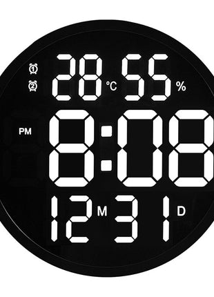 CRONY  12 Inch LED Large Number Digital Wall Clock Temperature And Humidity Electronic Clock Modern Design Decoration Home Office clock 6620