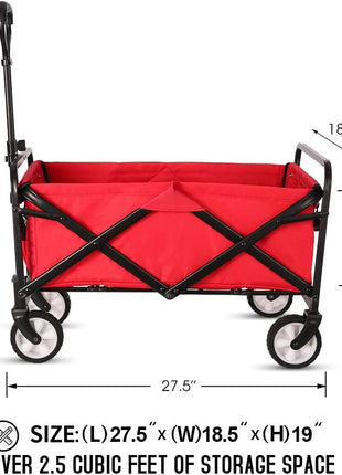 CRONY TC3015 Folding Cart Heavy Duty  Collapsible Folding  Wagon Utility Shopping Outdoor Camping Garden Cart | Black