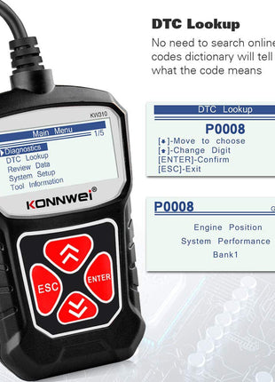 KONNWEI KW310 CAN OBD Scan Tool OBD2 Scanner Full OBDII