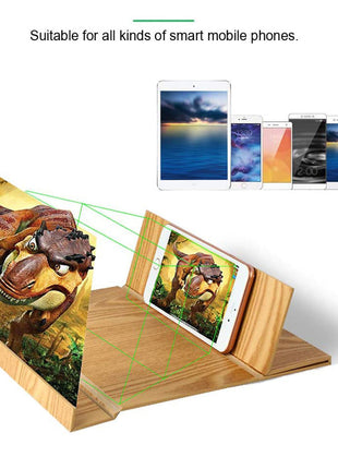 12inch Wood-grain phone screen amplifier 3D Hd Movie Mobile Phone Screen Amplifier | Gold