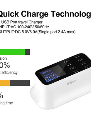 CRONY YC-CDA19 8-Port USB Charger Adapter Desktop Wall Charger Smart LED Display