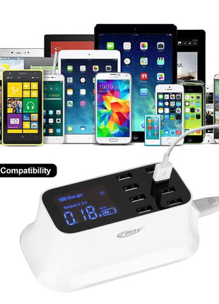 CRONY YC-CDA19 8-Port USB Charger Adapter Desktop Wall Charger Smart LED Display