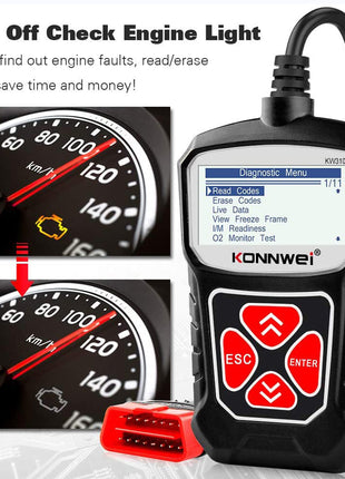 KONNWEI KW310 CAN OBD Scan Tool OBD2 Scanner Full OBDII