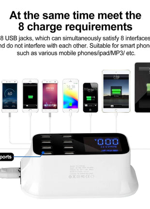 CRONY YC-CDA19 8-Port USB Charger Adapter Desktop Wall Charger Smart LED Display