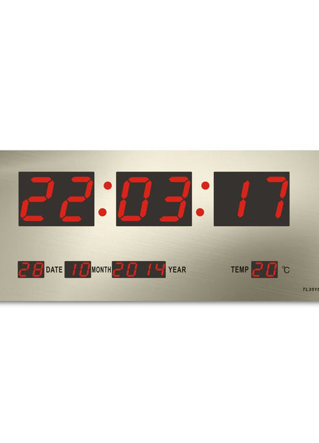 CRONY TL-3515A clock Checkmate Bishop Mains Led Calendar Temp Wall Or Desk Clock, 36cm