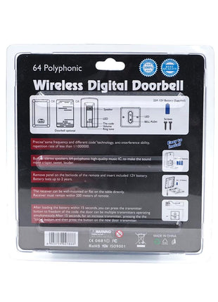 Wireless Digital Doorbell Loudly Doorbell Safety Doorbell Easy to Install -ZDL-2586