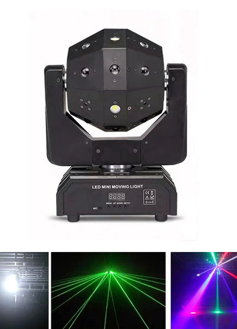 CRONY 16PCS*3W LED Moving Head Light with laser and Flash lamp Professional DJ Rotating Disco Ball Lights LED Beam Laser Strobe Moving Head