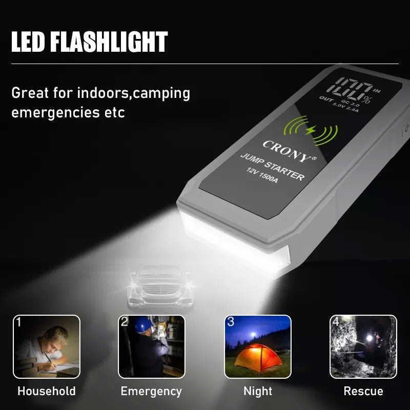 CRONY S606+Air Super Jumper Starter 12V Auto Car Battery Portable Jump Starter Power Station with wireless charging function