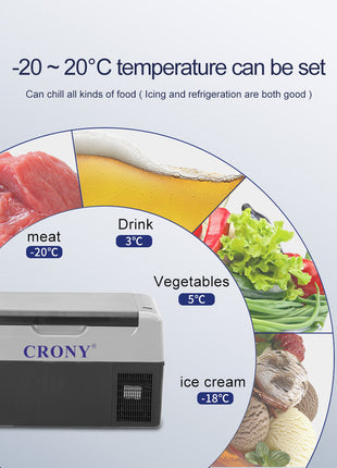 CRONY Car Refrigerator 22L/C22 Custom fridge small car fridge freezers refrigerator outdoor  12v compressor fridge