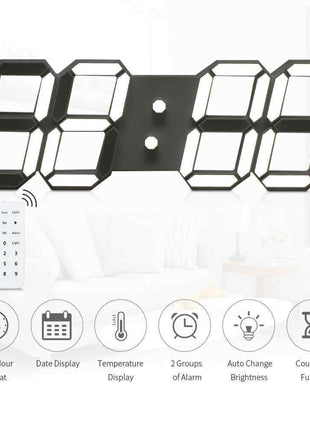 CRONY 3D-6608 Clock Intelligent Three-Dimensional Remote Control  Light Multi-Function Wall Clock