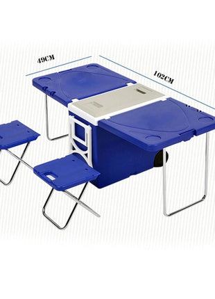 CRONY 28L two-chair plastic incubator with desk and chair Multi-function picnic table with cooling incubator | Blue