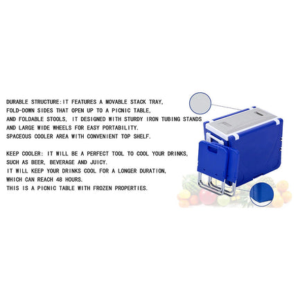 CRONY 28L two-chair plastic incubator with desk and chair Multi-function picnic table with cooling incubator | Blue