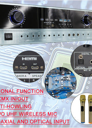 CRONY AV8600 Professional system Amplifier with BT sound system power amplifier home audio amplifier 120w with coaxial and optical input