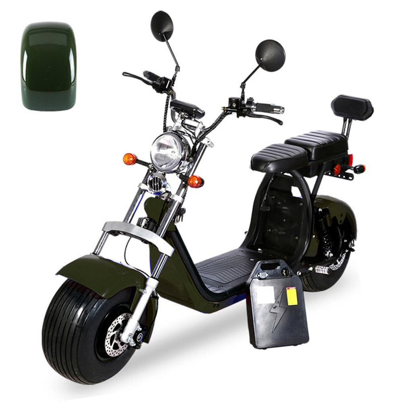 CRONY G-029 3000W Electric Motorcycle Motorbike High Speed Harley tyre Double Seat with double battery | Military Green