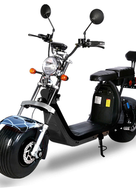 CRONY G-028 1500W Harley  Electric Motorcycle Double Seat with double battery Rugged | Black spider
