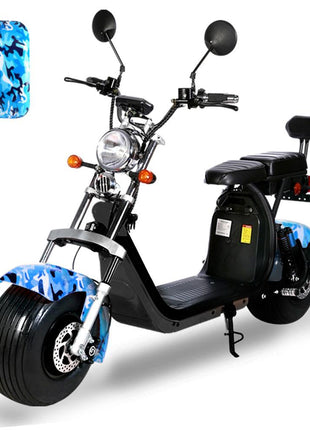 CRONY G-028 1500W Harley  Electric motorcycle  Double Seat with double battery  Fat Tire  | Blue