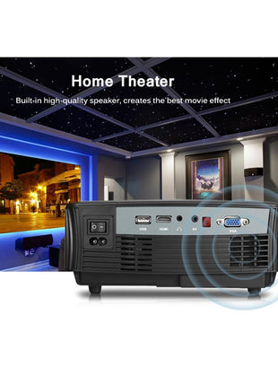 RD816 Portable LCD Projector Home Theater 1200 Lumens with Speaker Support 1080P for Meeting -White