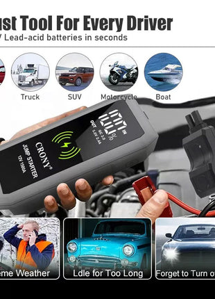 CRONY S606 Super Jumper Starter 12V Auto Car Battery Portable Jump Starter Power Station with wireless charging function