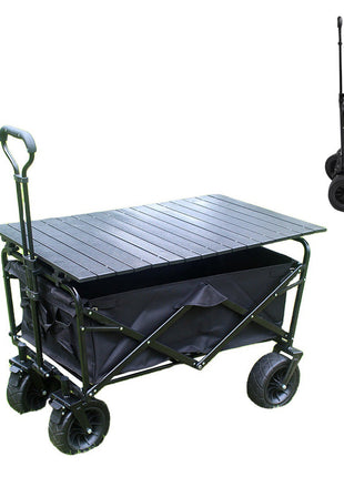 CRONY Ym-003 Folding Shopping Cart With Cover For Beachside Camping Outdoor Heavy Duty Portable Trolley  /Black