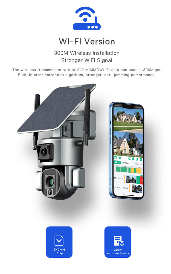 CRONY D5 WiFi-4K-8MP D5 4G-4K-8MP Solar Dual Linkage Battery PT Camera 8MP Wireless CCTV Camera | No need to adjust the focus, the image is clear after installation