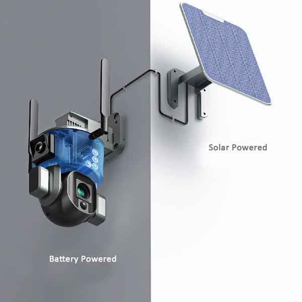 CRONY D5 WiFi-4K-8MP D5 4G-4K-8MP Solar Dual Linkage Battery PT Camera 8MP Wireless CCTV Camera | No need to adjust the focus, the image is clear after installation