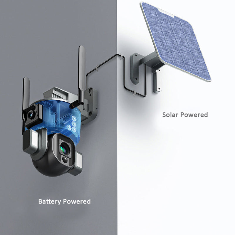 CRONY D5 WiFi-4K-8MP D5 4G-4K-8MP Solar Dual Linkage Battery PT Camera 8MP Wireless CCTV Camera | No need to adjust the focus, the image is clear after installation