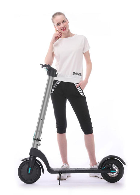 CRONY X7 Electric Kick Scooter, Replaceable battery capacity, Easy Foldable 8.5 inch | Silver
