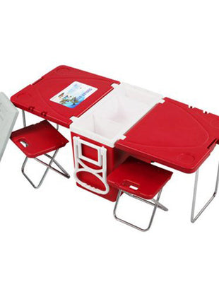 CRONY 28L two-chair plastic incubator with desk and chair Multi-function picnic table with cooling incubator | Red