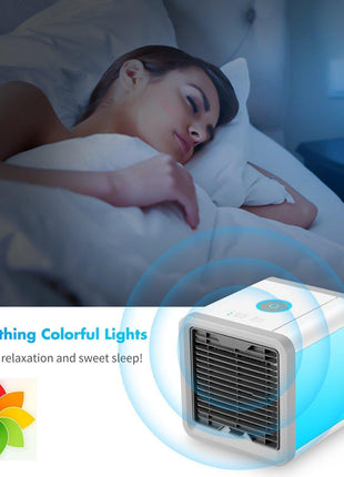 COMLIFE 3 in 1 Personal Space Air Cooler, Humidifier and Purifier, Desktop Air Conditioner Fan with 3 Speeds and 7 Colors LED Night Light