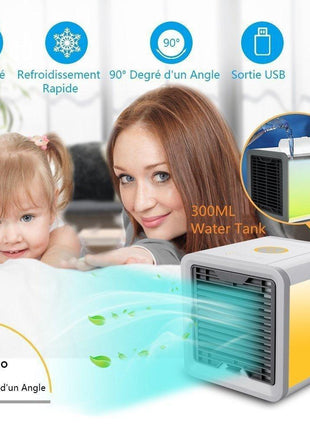 COMLIFE 3 in 1 Personal Space Air Cooler, Humidifier and Purifier, Desktop Air Conditioner Fan with 3 Speeds and 7 Colors LED Night Light