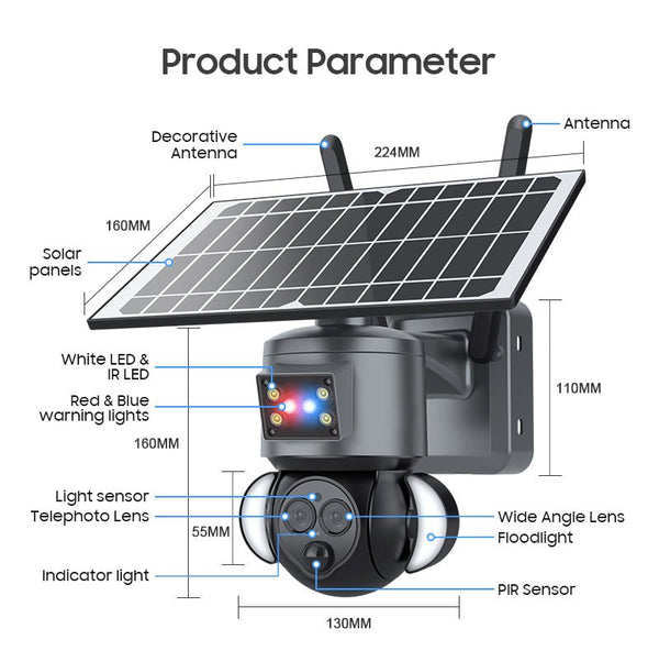 CRONY ST-558-6MP-12X-4G Dual Lens Zoom Solar Battery Camera - Edragonmall.com